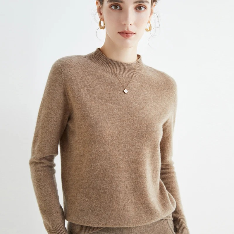 GR | Women's Cashmere Round Neck Sweater - Soft and Lightweight Knit Sweater