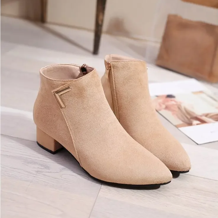 GR | Ankle boots with pointed toe and side zipper, women's ankle boots