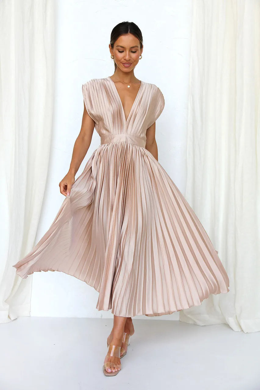 GR | Faltendes Plunge Midi Kleid