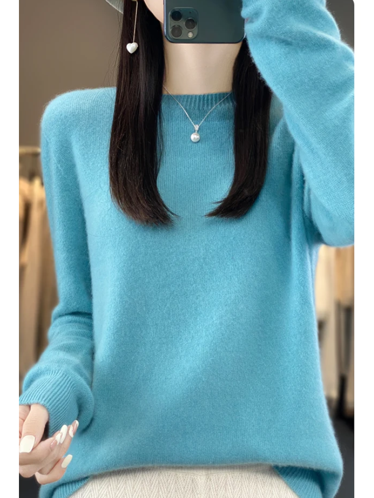 GR | Kaschmir Pullover Damen Runder Ausschnitt Weicher und Eleganter Strickpullover