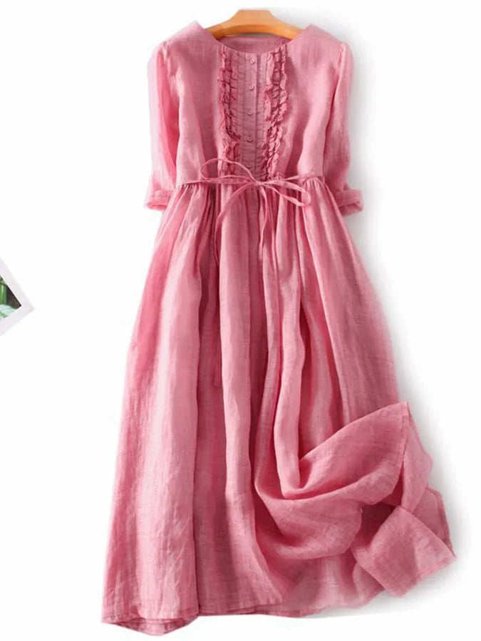 GR | Cotton Linen Ruffled Dress
