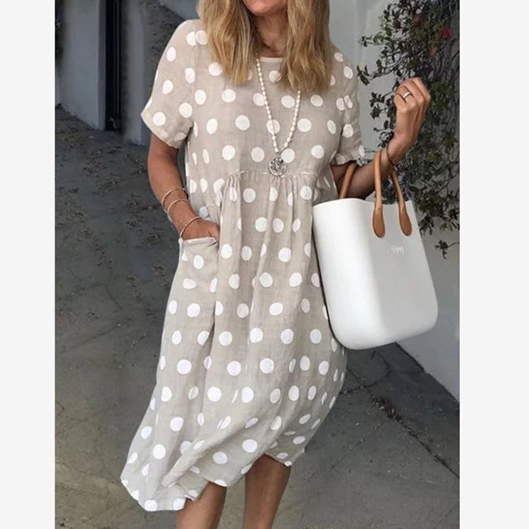 Damen Lockeres Sommerkleid im lässigen Stil mit praktischen Taschen GR
