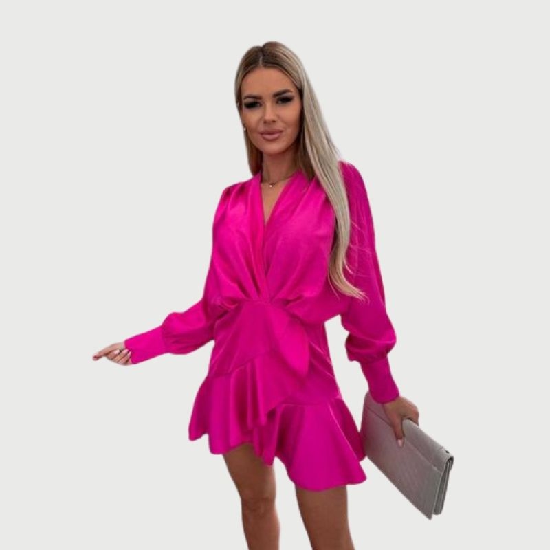 GR | Minikleid mit langen Ärmeln und Rüschen-Saum