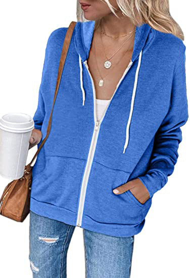 Damen lässiger Kapuzenpullover mit durchgehendem Reißverschluss und praktischen Taschen GR