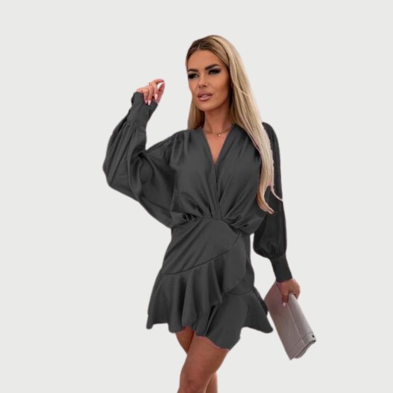 GR | Minikleid mit langen Ärmeln und Rüschen-Saum