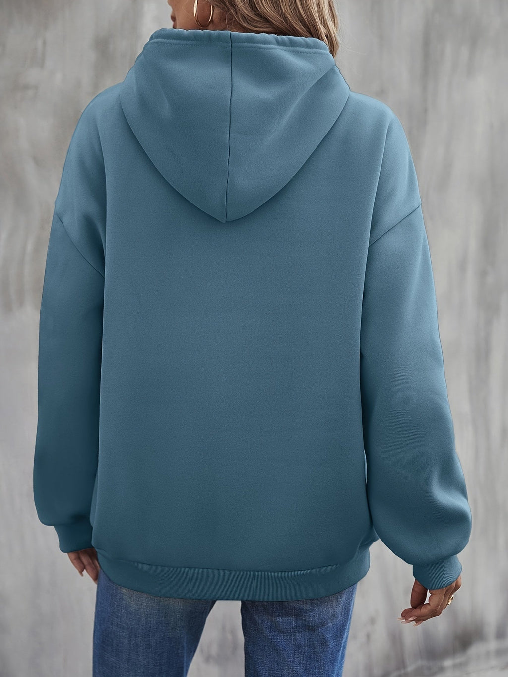 GR | gemütlicher Smile Print Hoodie mit Kordelzug für Frauen