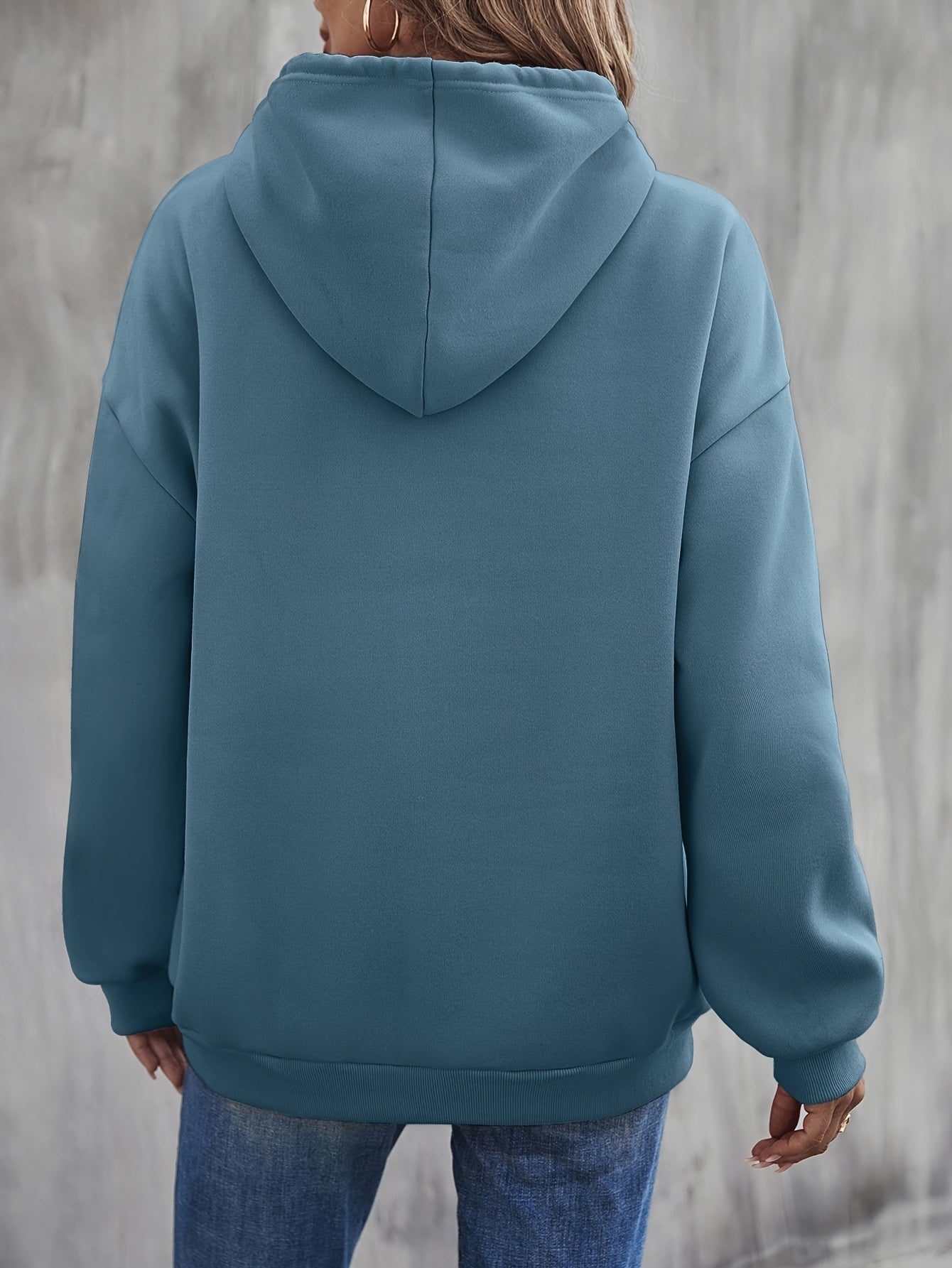 GR | gemütlicher Smile Print Hoodie mit Kordelzug für Frauen