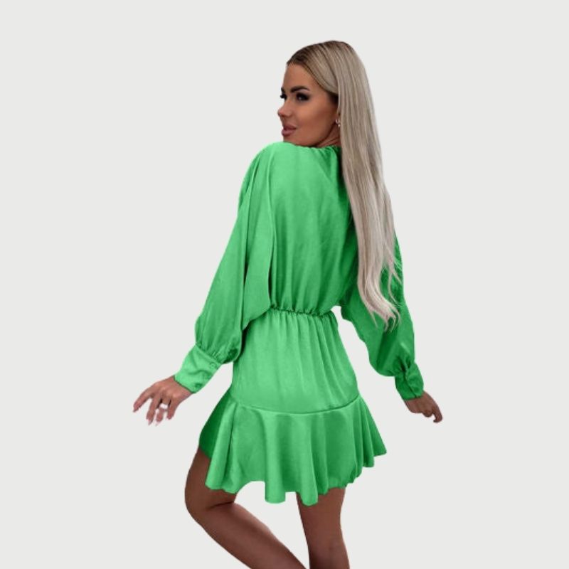 GR | Minikleid mit langen Ärmeln und Rüschen-Saum