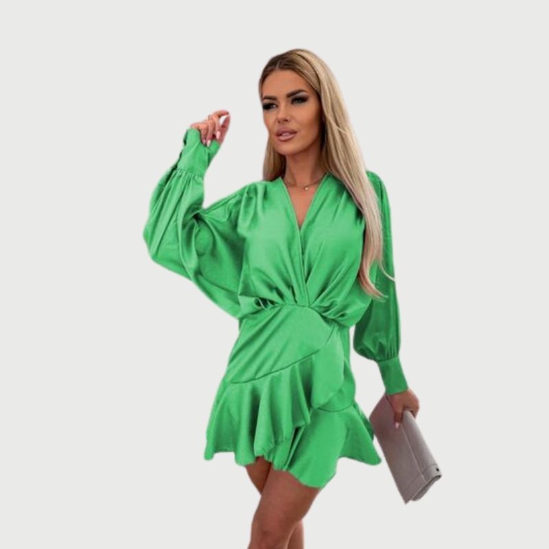 GR | Minikleid mit langen Ärmeln und Rüschen-Saum