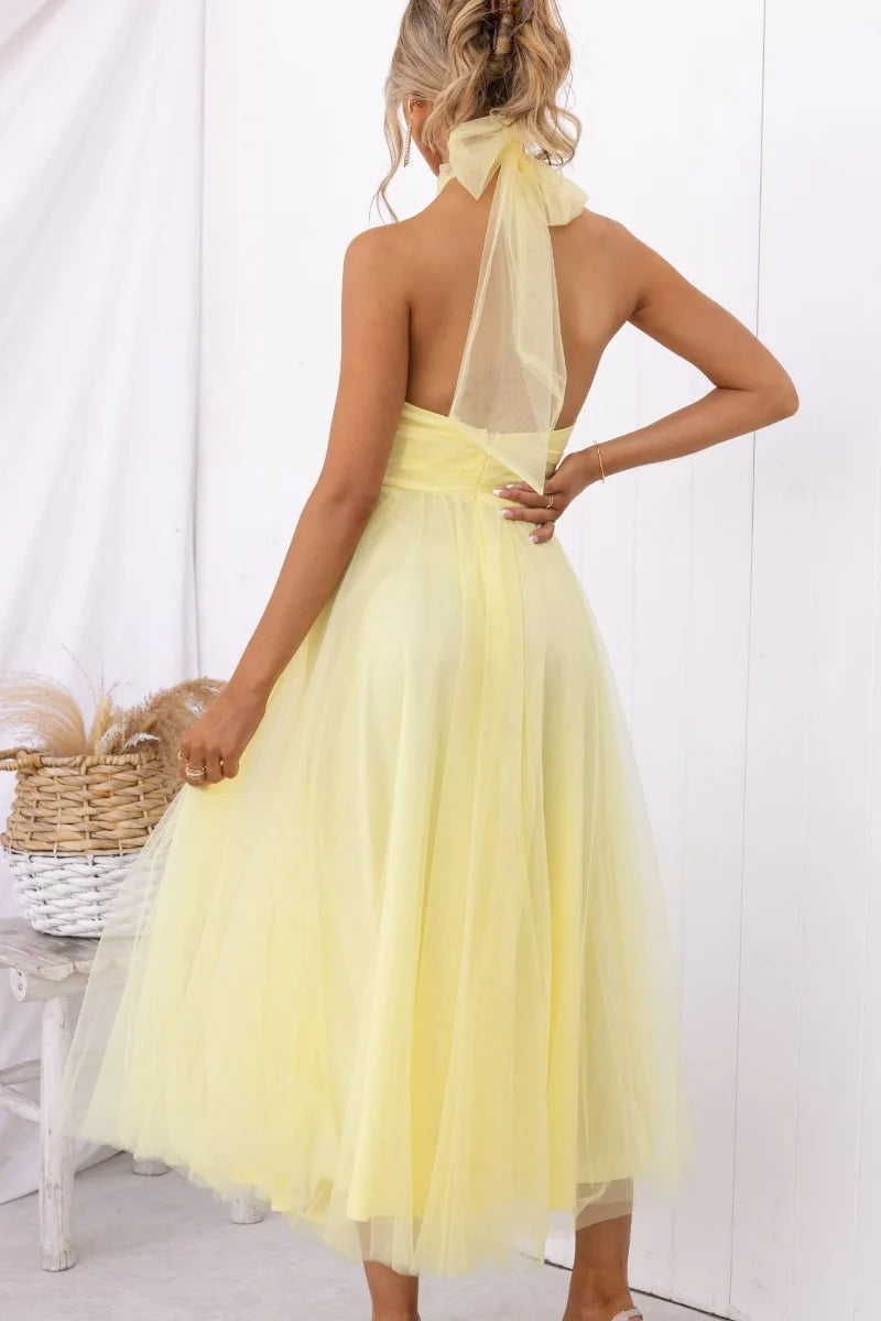 GR | Halter Tüll Midi Kleid