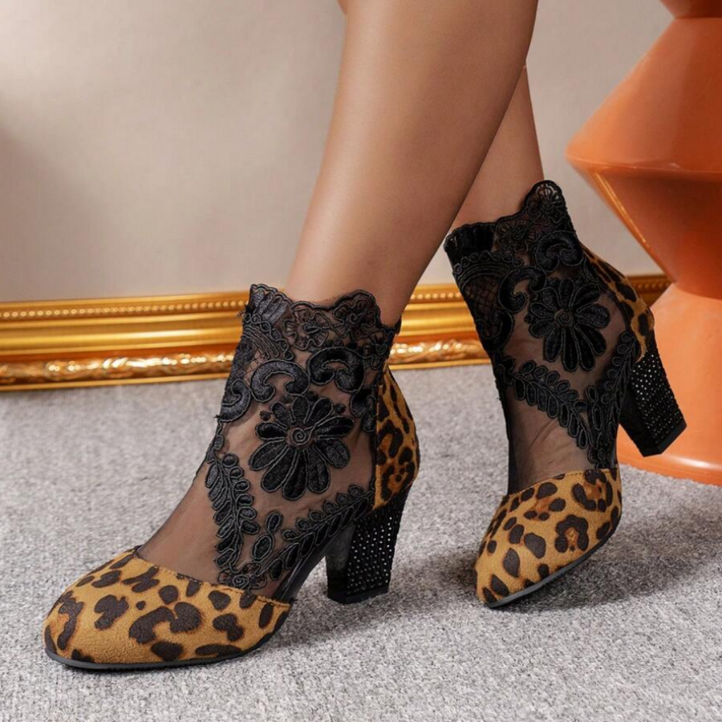 GR | Embroidered High-Heel Boots - Trendy Footwear