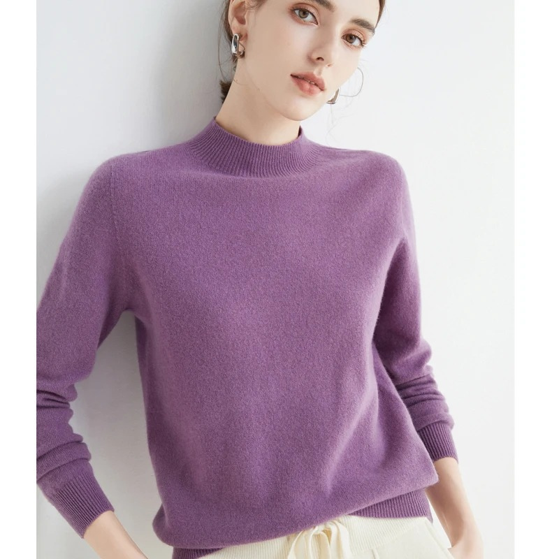 GR | Women's Cashmere Round Neck Sweater - Soft and Lightweight Knit Sweater
