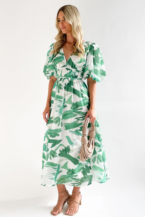 GR | Real Love Print Puff Sleeve Maxi Dress