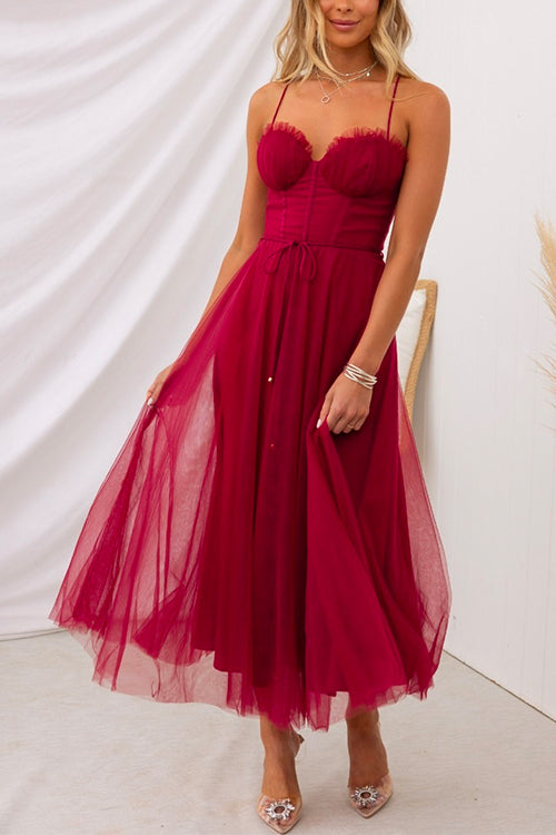 GR | Rosiedress Open Back Fitted Swing Maxi Cami Tulle Dress