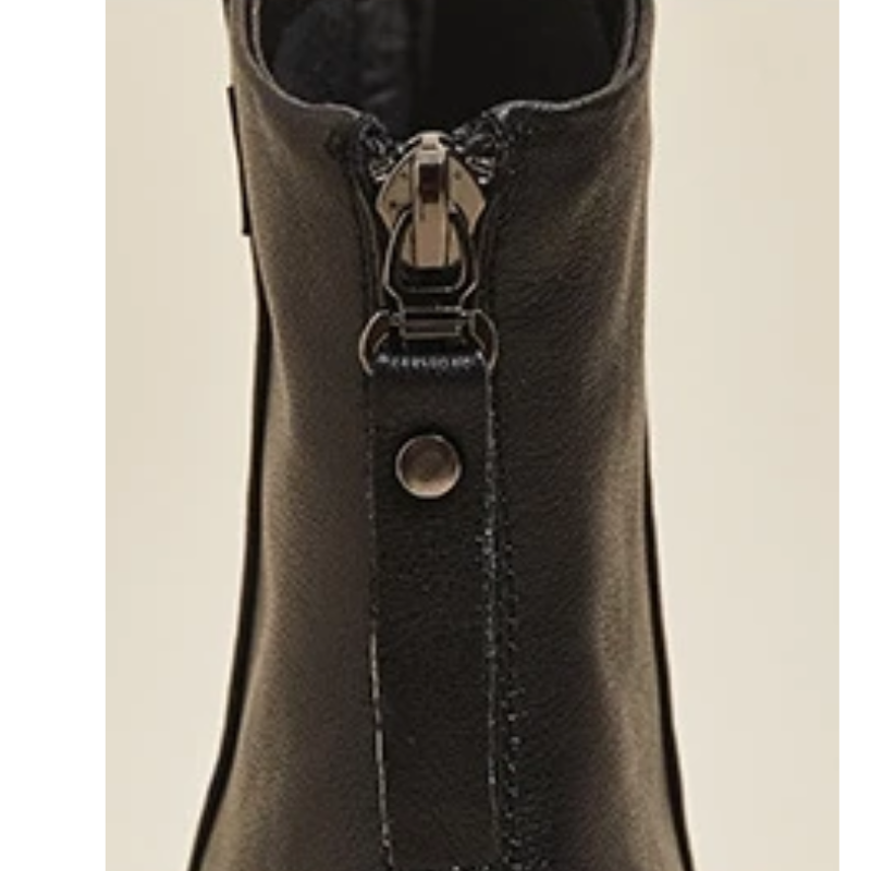GR | Women's Leather Ankle Boots with Back Zipper and Low Heel