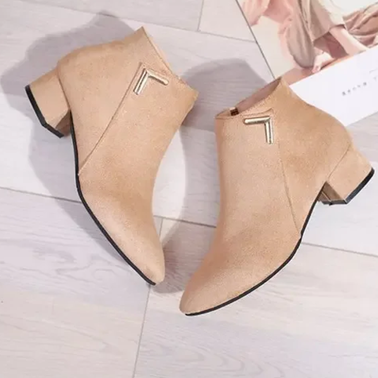 GR | Ankle boots with pointed toe and side zipper, women's ankle boots