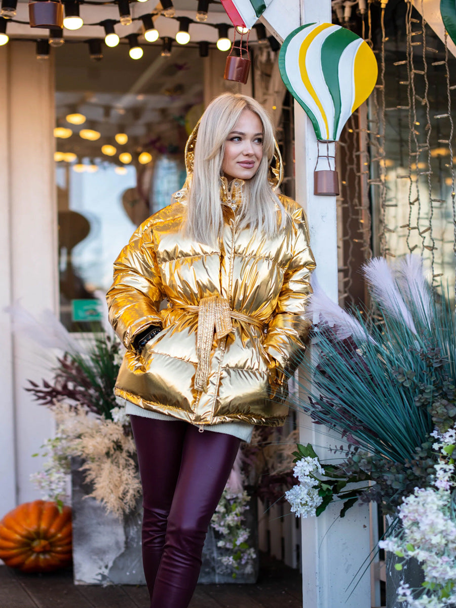 GR | Cool Shiny Hooded Puffer Jacket