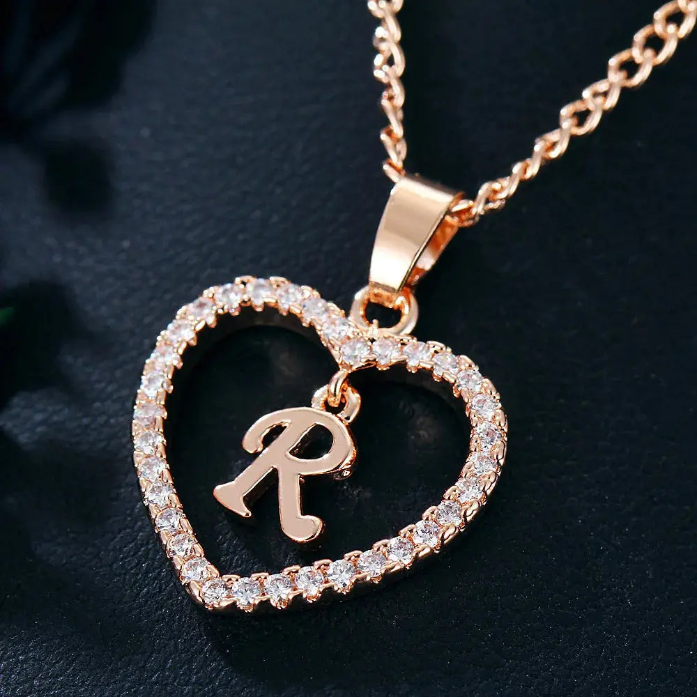GR | Letter Zircon Love Necklace Jewelry Pendant