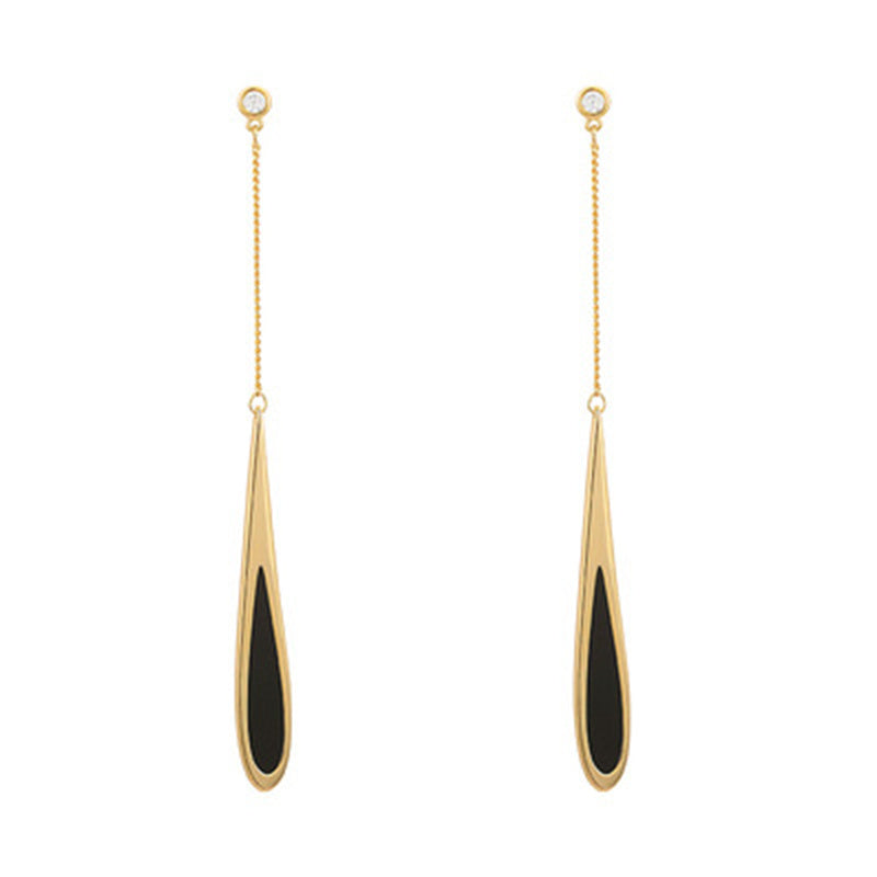 GR | Long Tassel Earrings with Black Tassel for Women
