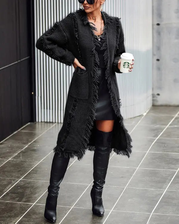 GR | Kuschelige Strickjacke Mit Kordeln