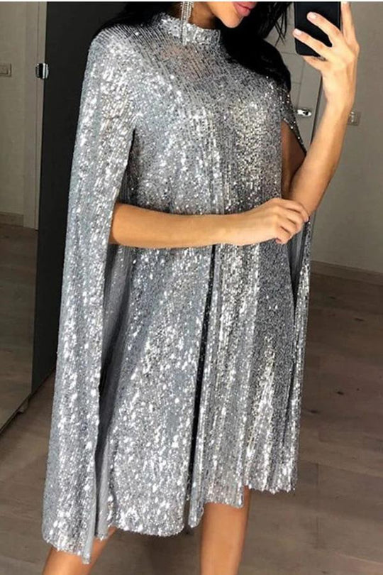 GR | Wine Me And Dine Me Sequin Cape Dress