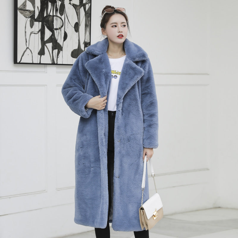 Women's fleece coat with double button placket and trendy cut, size S