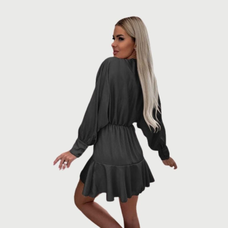 GR | Minikleid mit langen Ärmeln und Rüschen-Saum