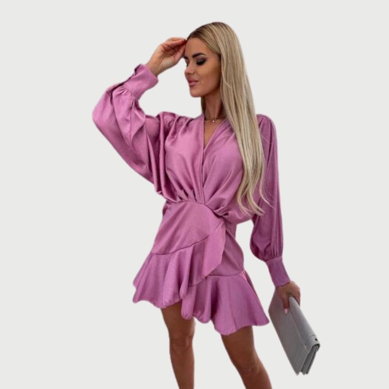 GR | Minikleid mit langen Ärmeln und Rüschen-Saum