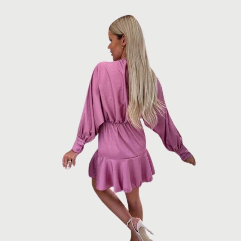 GR | Minikleid mit langen Ärmeln und Rüschen-Saum