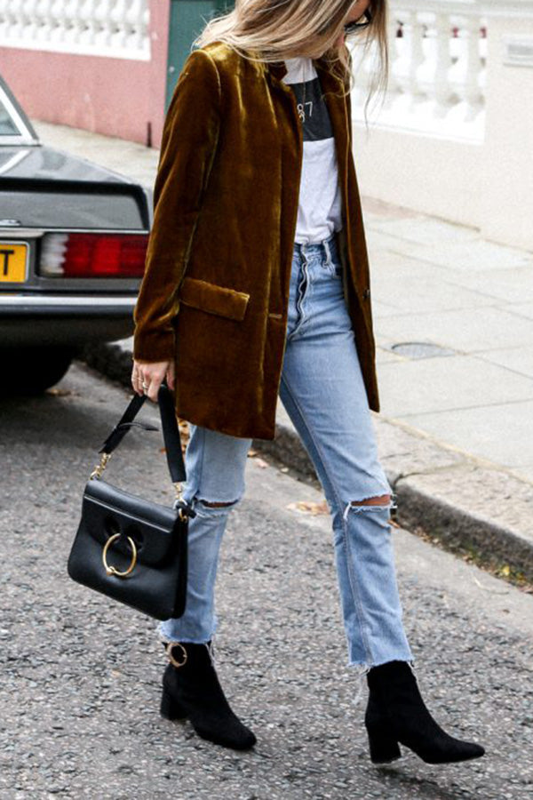 GR | Velvet blazer with a chic tailored cut for women