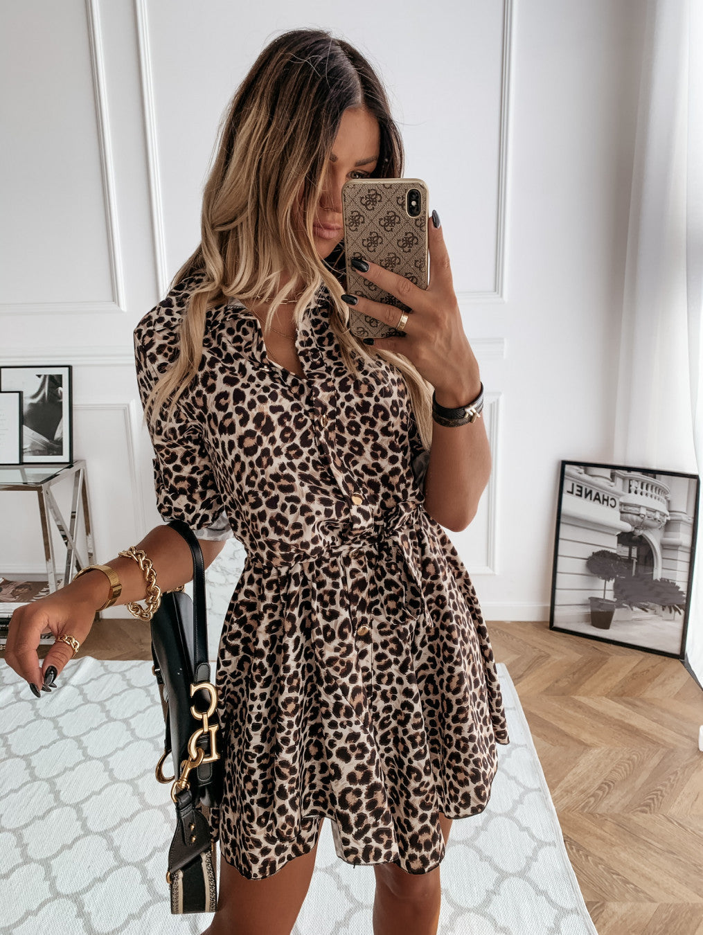 GR | Wickel vorne Kurzarm Mini Kleid