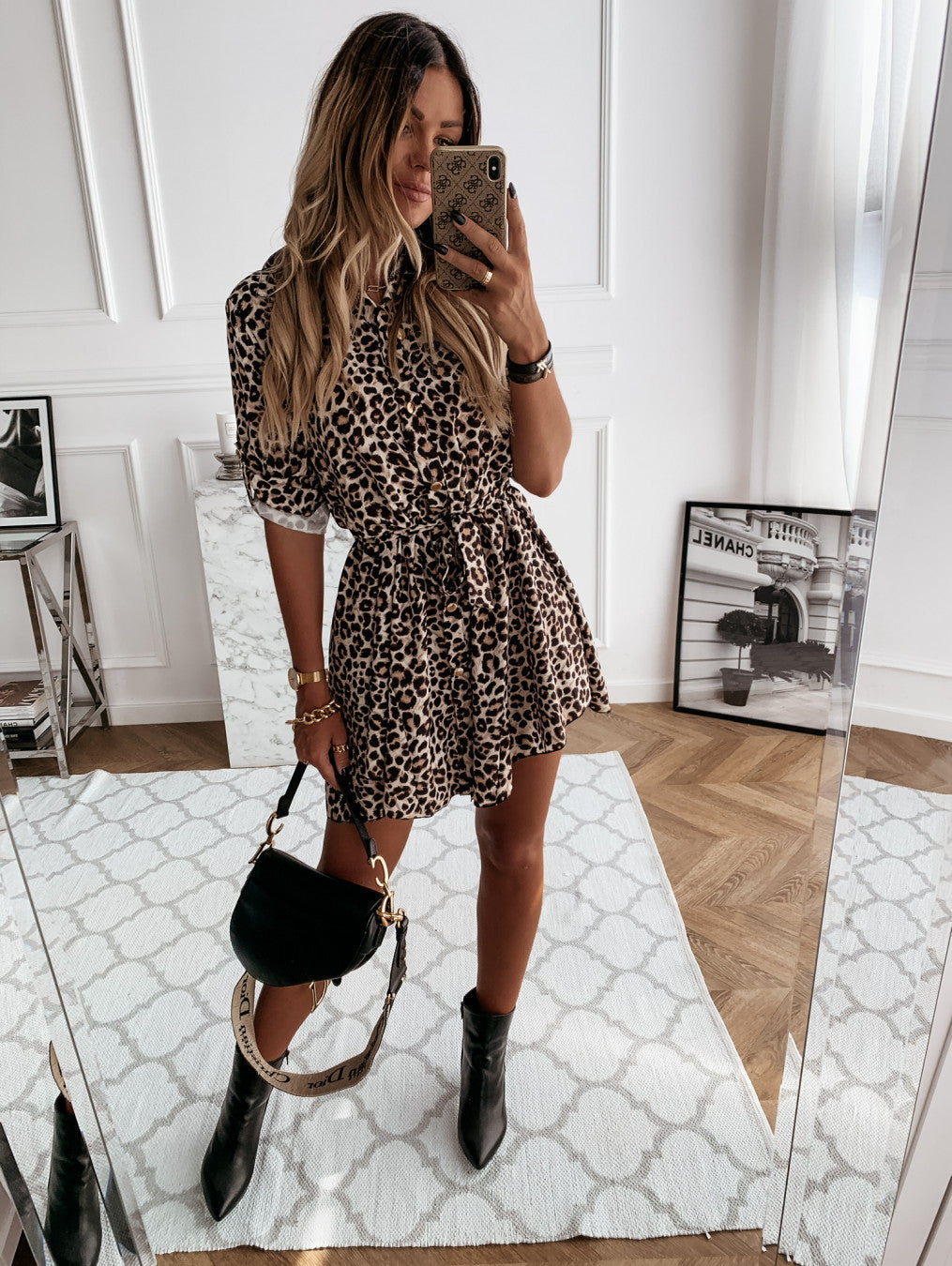 GR | Wickel vorne Kurzarm Mini Kleid