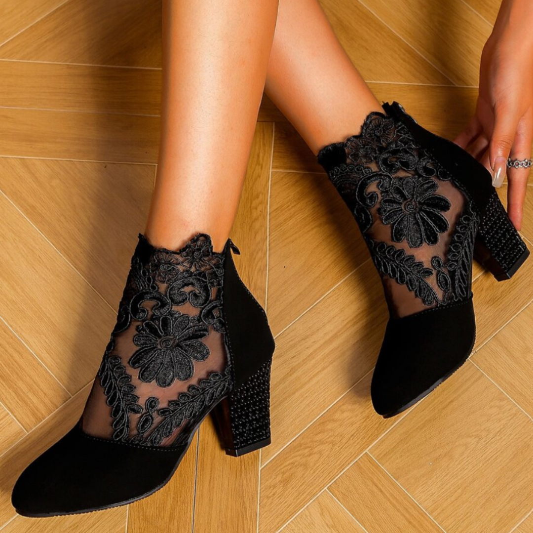 GR | Embroidered High-Heel Boots - Trendy Footwear
