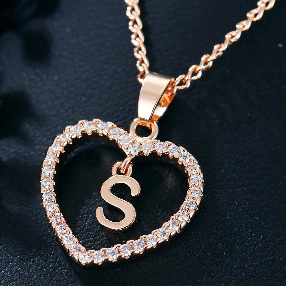 GR | Letter Zircon Love Necklace Jewelry Pendant