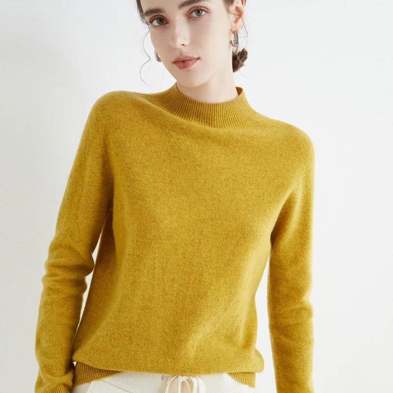 GR | Women's Cashmere Round Neck Sweater - Soft and Lightweight Knit Sweater