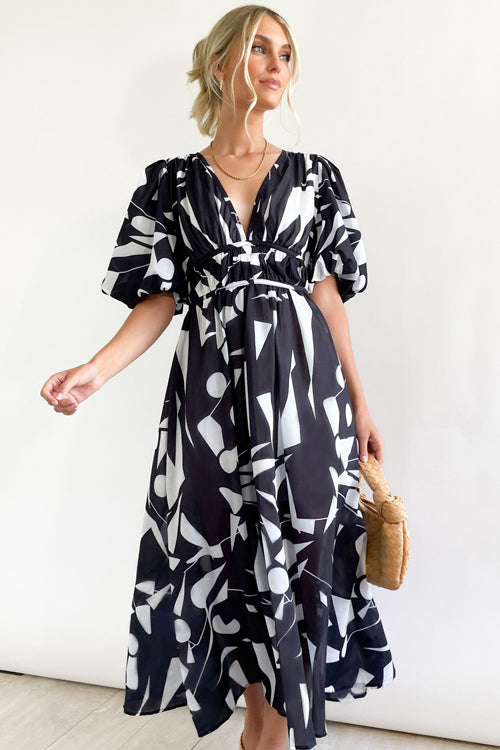 GR | Real Love Print Puff Sleeve Maxi Dress