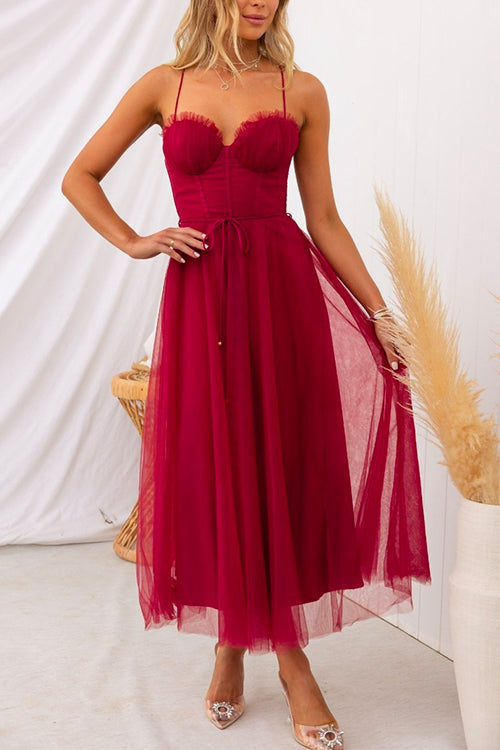 GR | Rosiedress Open Back Fitted Swing Maxi Cami Tulle Dress