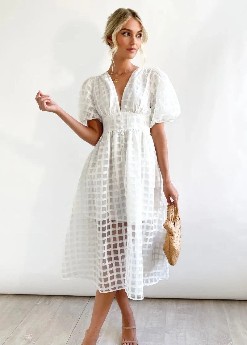 GR | Puffärmel Midi-Kleid