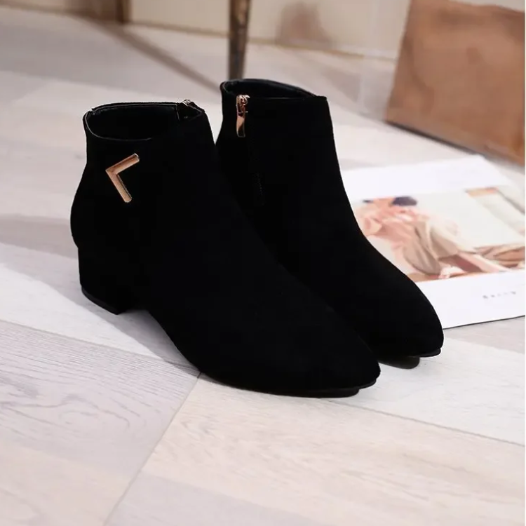 GR | Ankle boots with pointed toe and side zipper, women's ankle boots