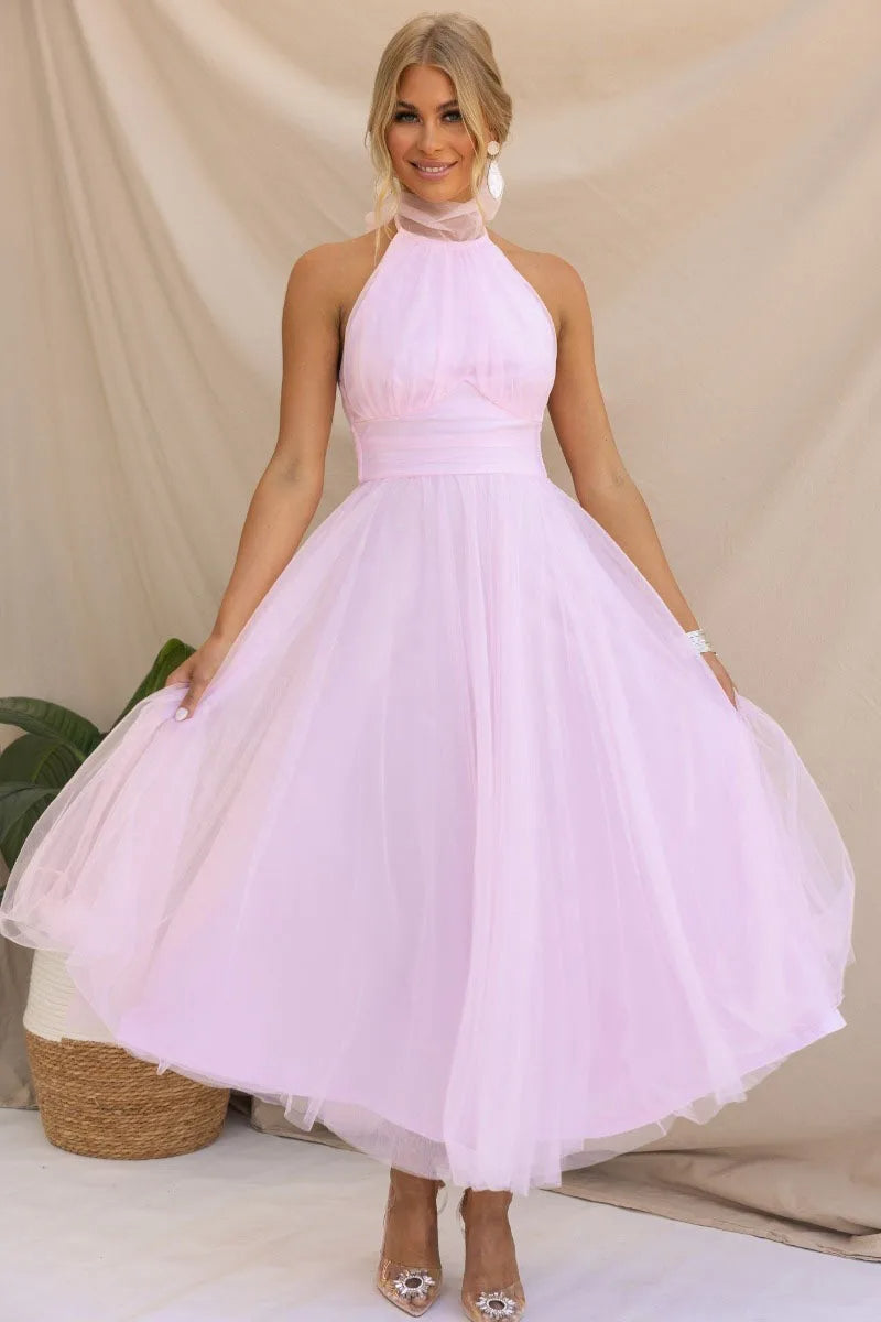 GR | Halter Tüll Midi Kleid