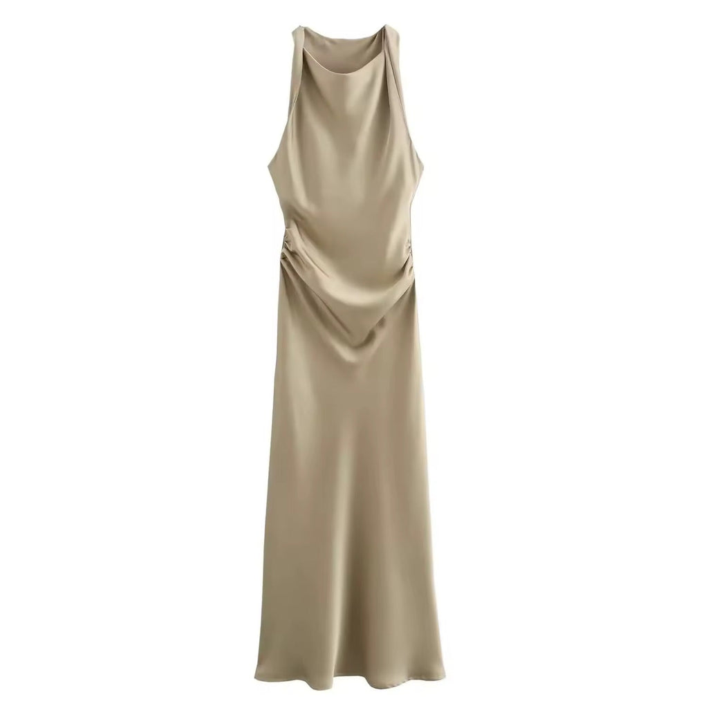 GR | Satin Maxi Dress Elegant Draping