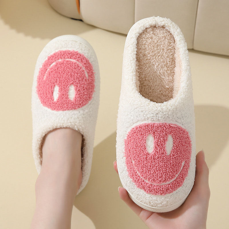 GR Large Smiley Pattern Fur Slippers
