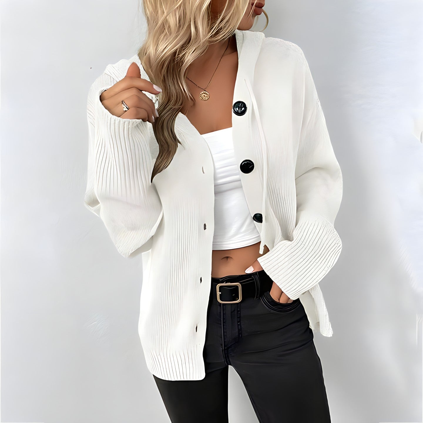 GR Strickjacke | Elegante bequeme Strickjacke mit Kapuze