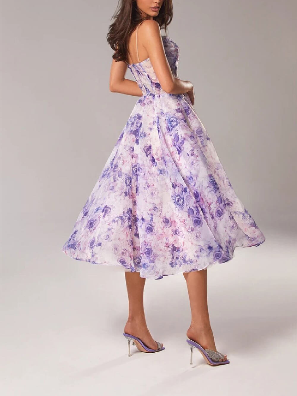 GR | Chiffon Swing Midi-Kleid mit Blumenmuster für Damen