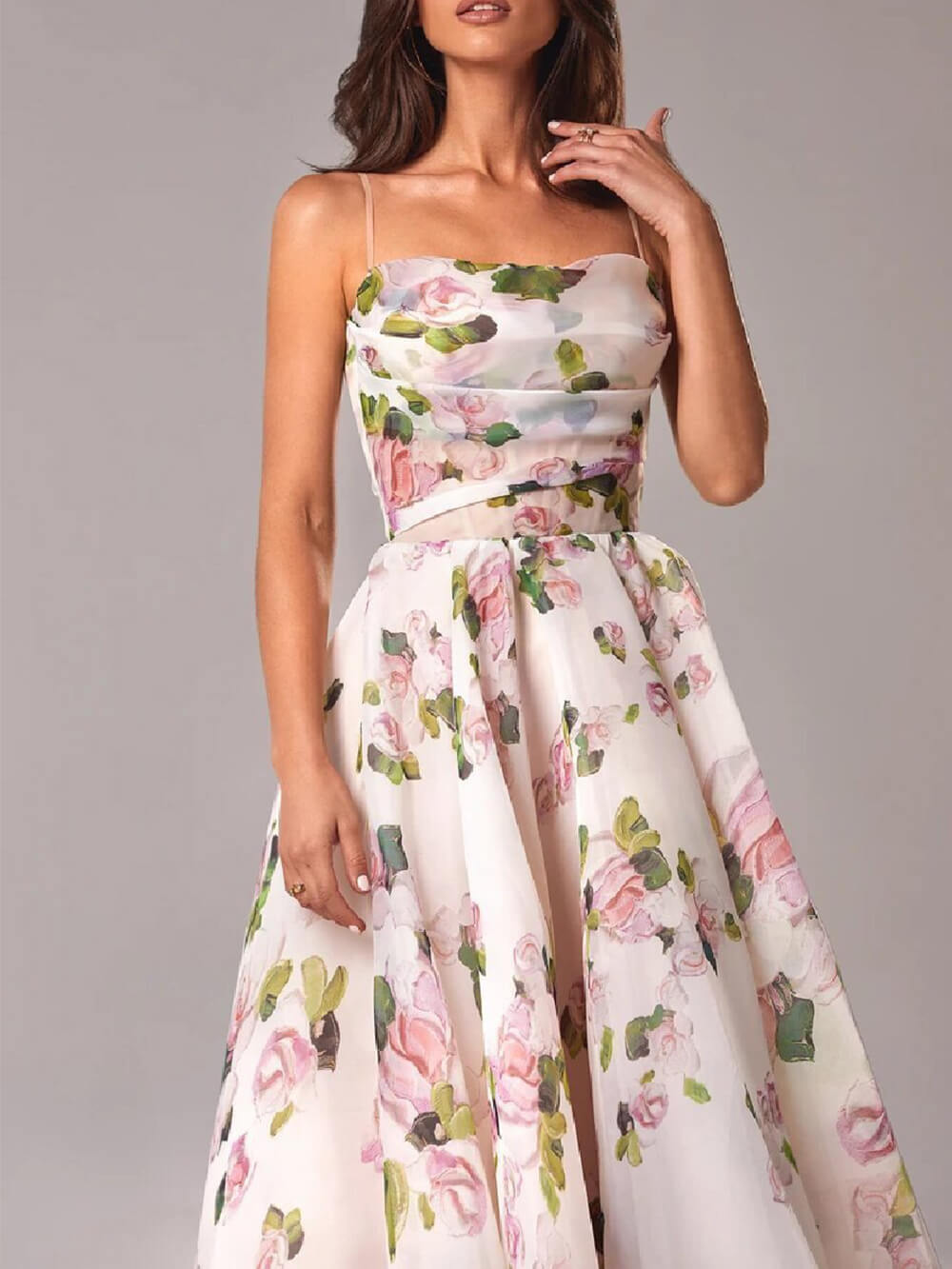 GR | Chiffon Swing Midi-Kleid mit Blumenmuster für Damen