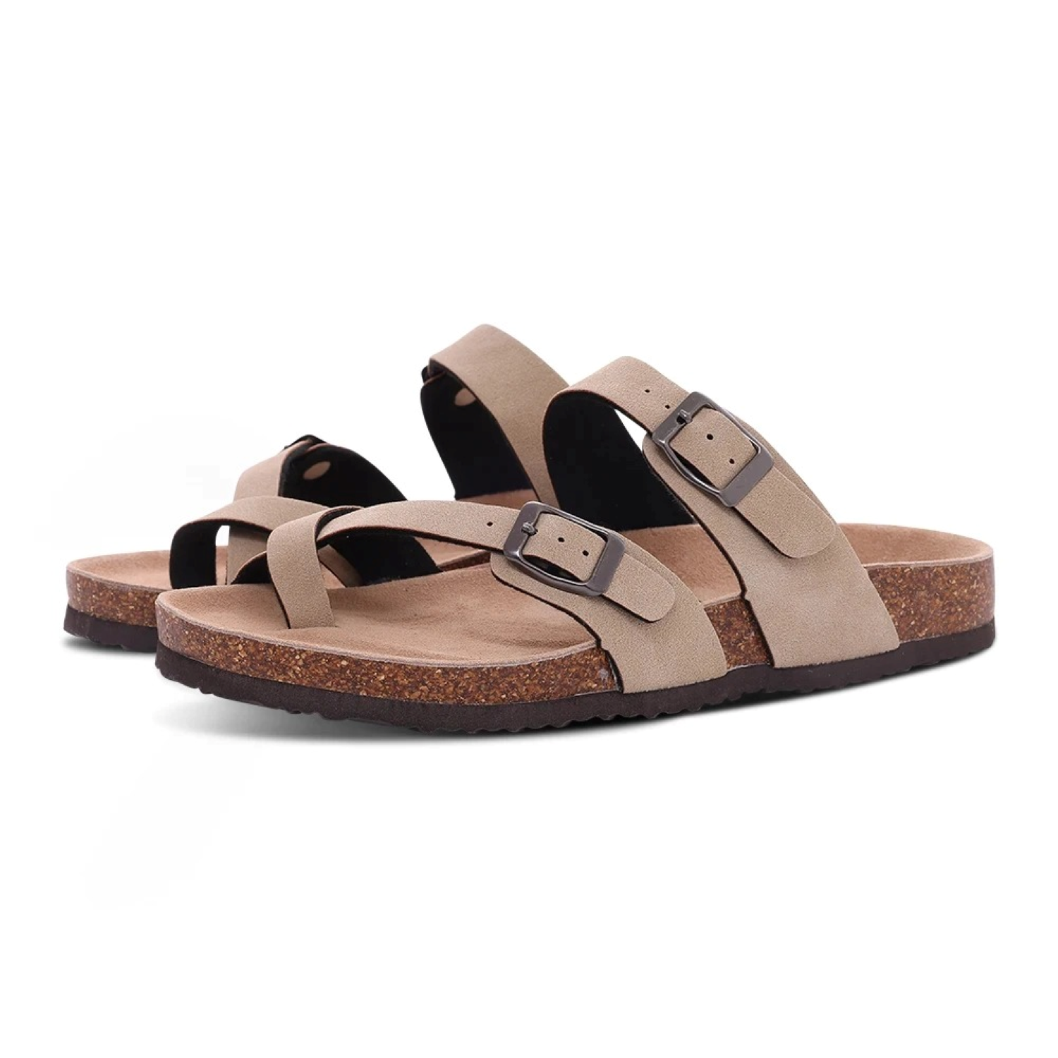 GR | Suede Women's Sandals with Double Strap