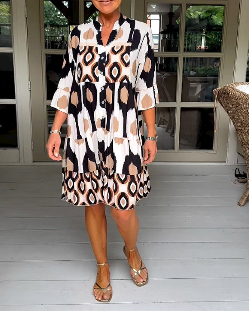 GR A-line Kleid | Stilvolles bedrucktes Midi-Sommerkleid für Frauen mit Taschen