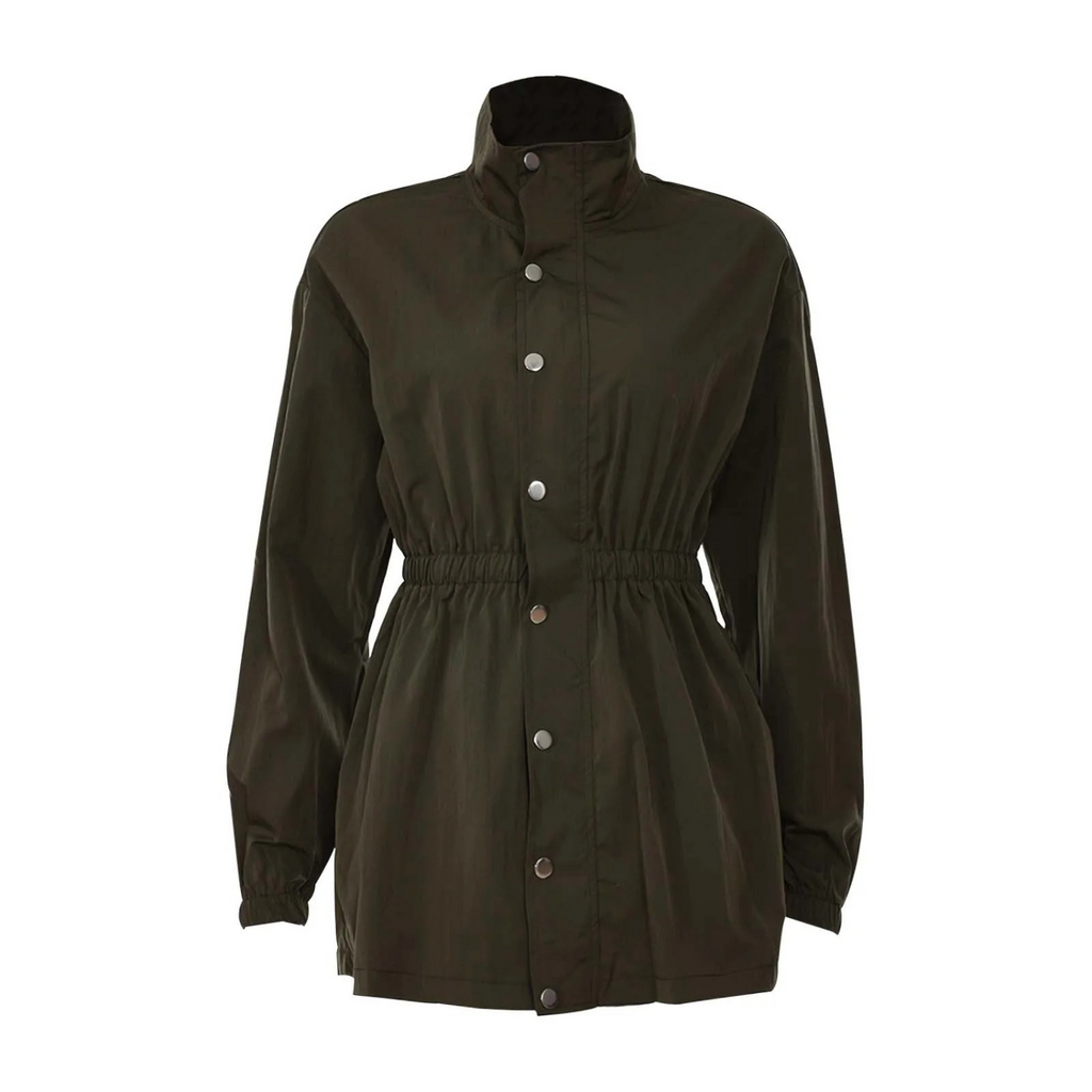 GR - Women's khaki casual drawstring jacket