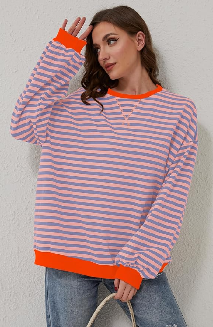 GR | locker gestreifter Pullover für Frauen