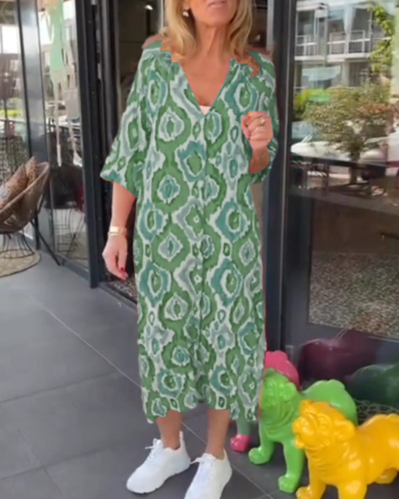 GR | Dress with printed motif and half sleeves